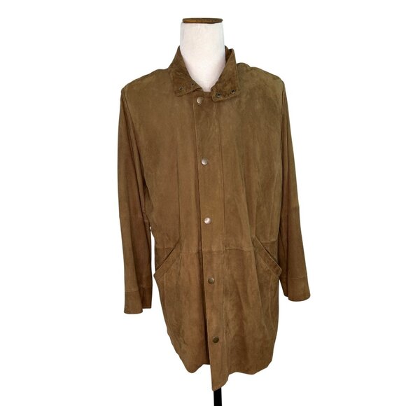 Brooks Brothers Tan Coat With Button & Zip Closure Pockets Snap Collar Size L